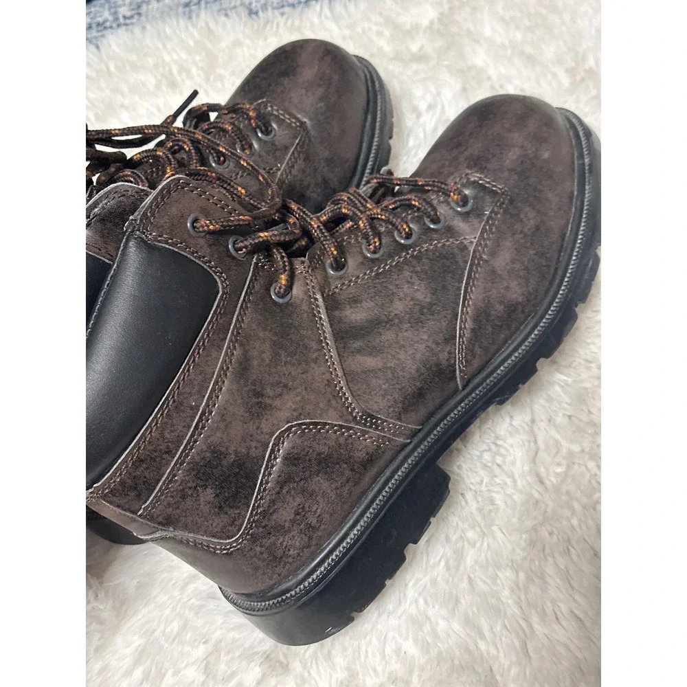 Brahma Brown Leather‎ Work Boots Ankle Lace Up Comfortable Durable